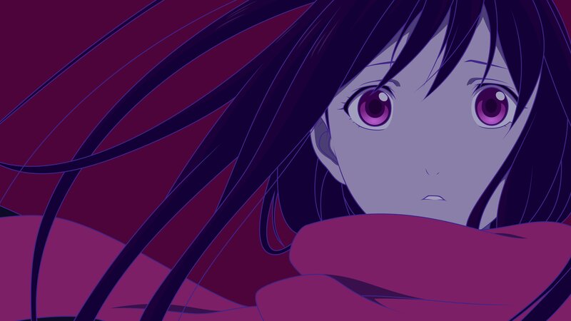 Anime Girl with Purple Eyes — Dramatic, Hair, Scarf