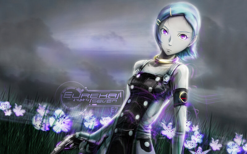 Anime Girl with Purple Eyes — Dramatic, Night, Digital Art, Gun