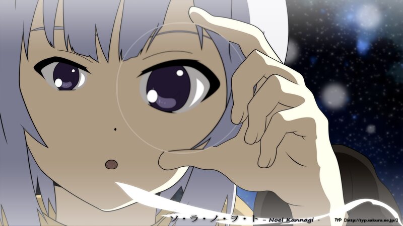 Anime Girl with Purple Eyes — Dramatic, Night, Hand, Magnifying Glass