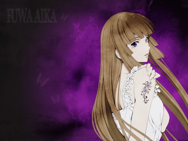 Anime Girl with Purple Eyes — Dramatic, Tattoo