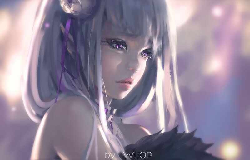 Anime Girl with Purple Eyes — Dreamy, Digital Art