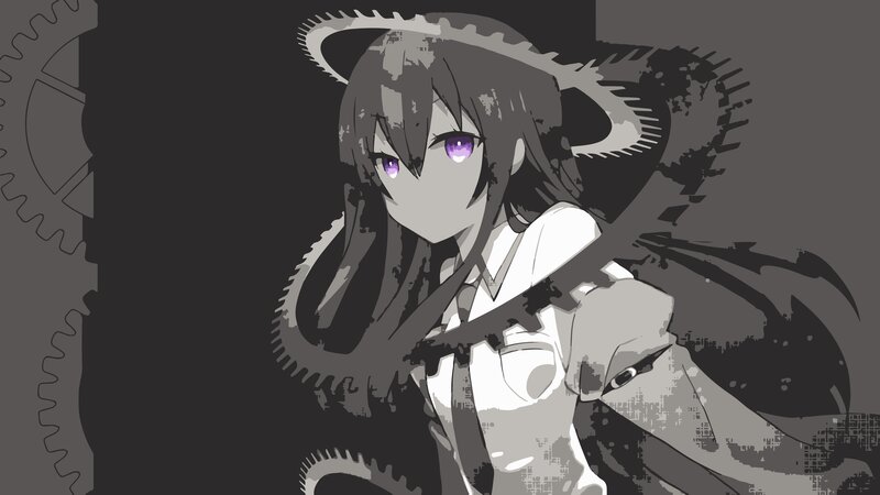 Anime Girl with Purple Eyes — Gray, Dramatic