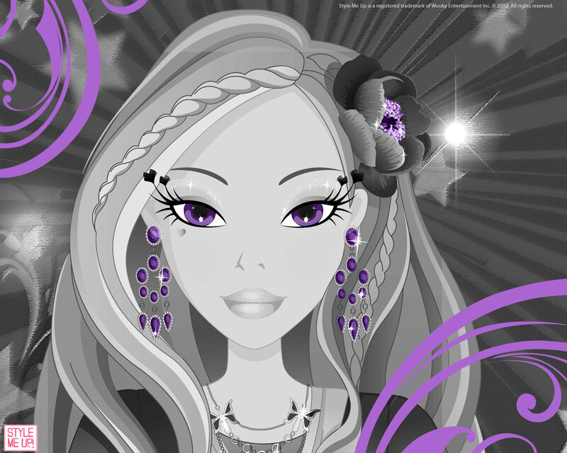 Anime Girl with Purple Eyes — Gray