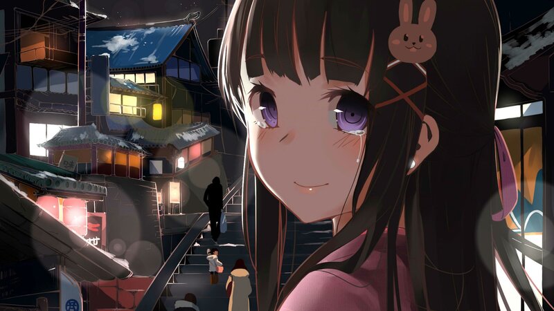 Anime Girl with Purple Eyes — Melancholic