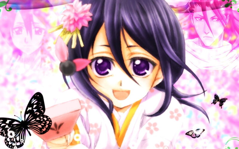 Anime Girl with Purple Eyes — Pink, Cheerful