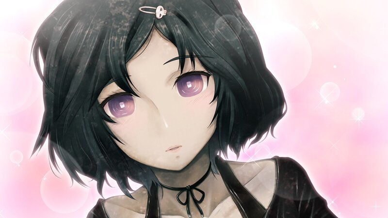 Anime Girl with Purple Eyes — Pink, Dreamy, Choker, Hair Clip