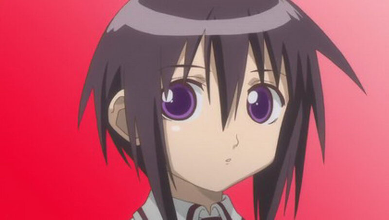 Anime Girl with Purple Eyes — Red