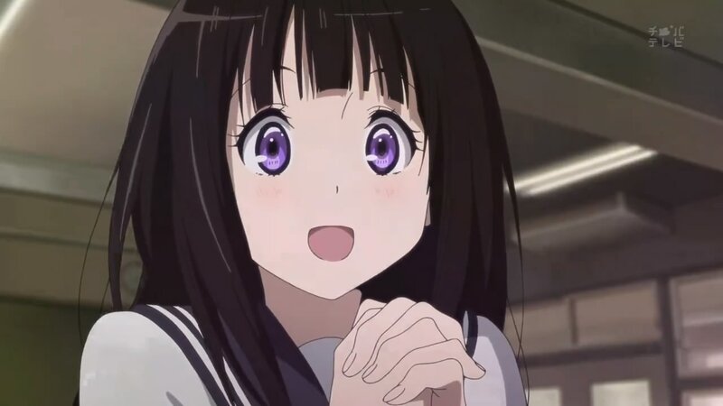 Anime Girl with Purple Eyes — Surprised, School Uniform