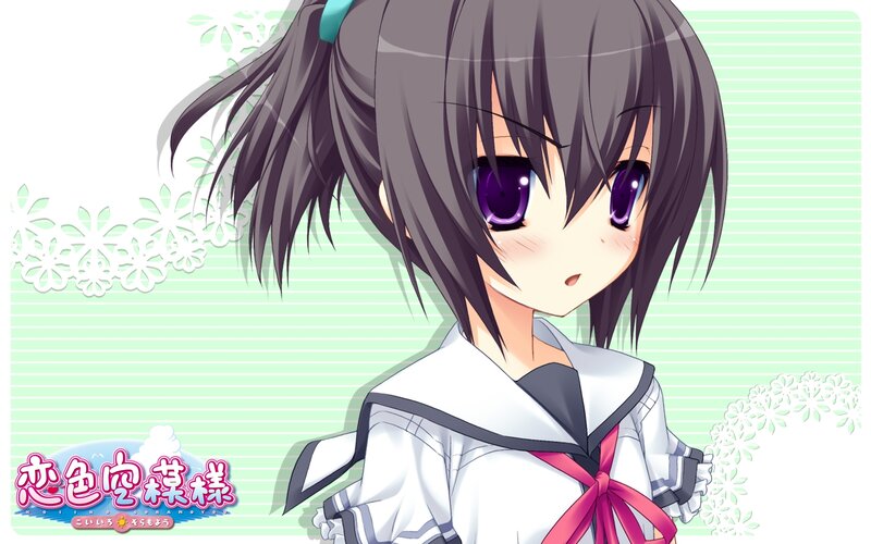 Anime Girl with Purple Eyes — White, Calm, School Uniform