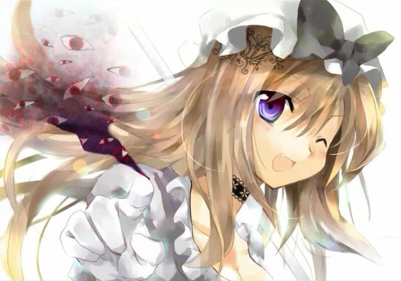 Anime Girl with Purple Eyes — White, Dramatic