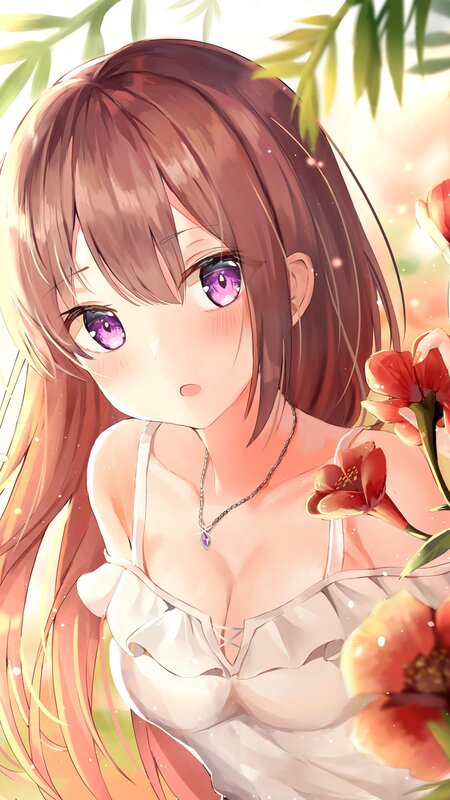 Anime Girl with Purple Eyes — White, Serene, Afternoon