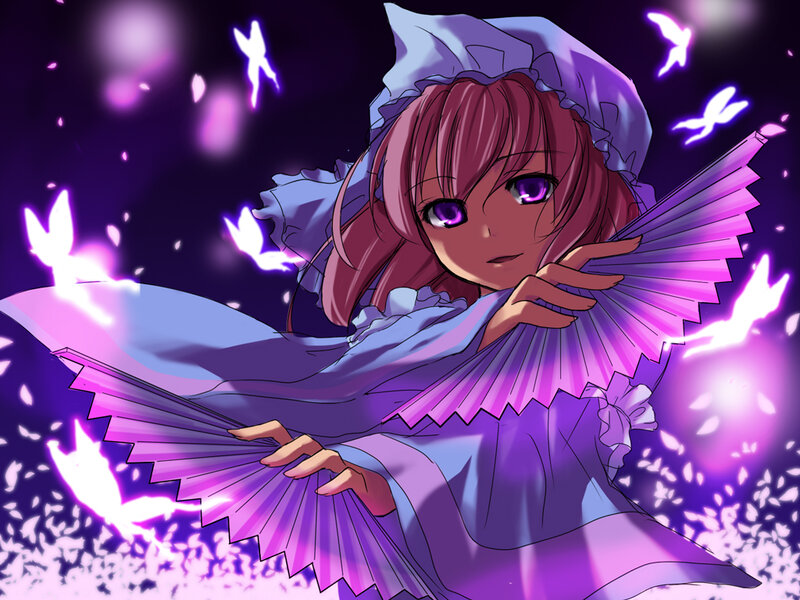 Anime girl with purple fan