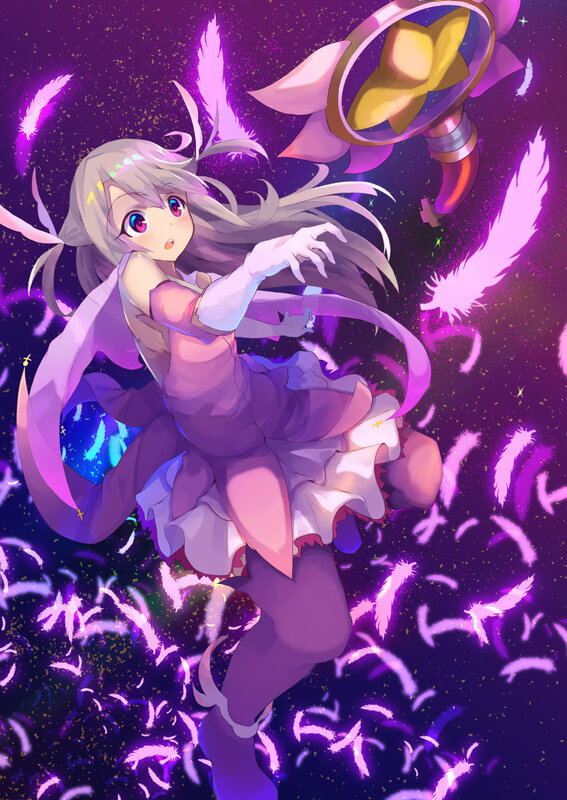 Anime Girl with Purple Feathers — Magical