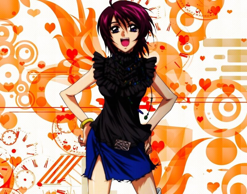 anime girl with purple hair