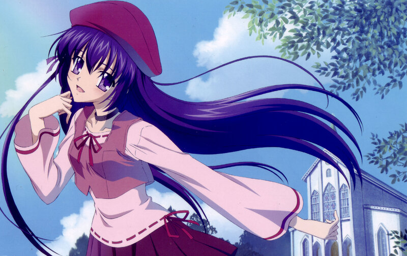 anime girl with purple hair