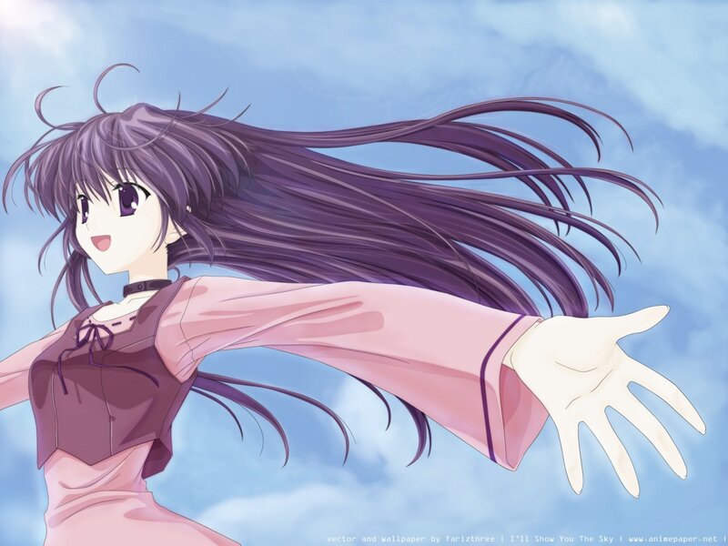 anime girl with purple hair