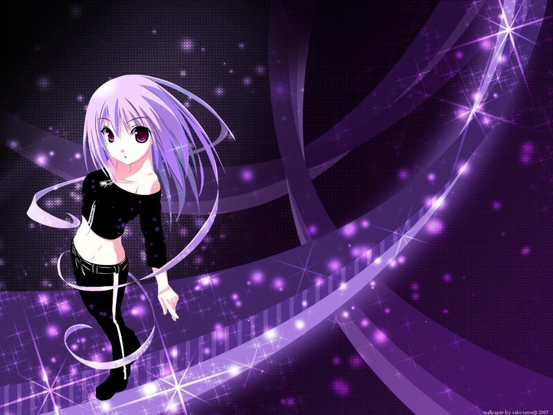 anime girl with purple hair