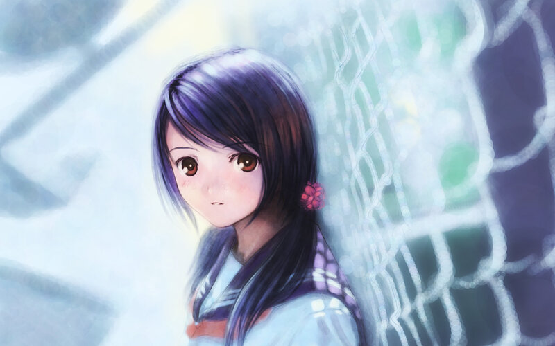 anime girl with purple hair