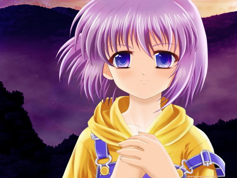 anime girl with purple hair