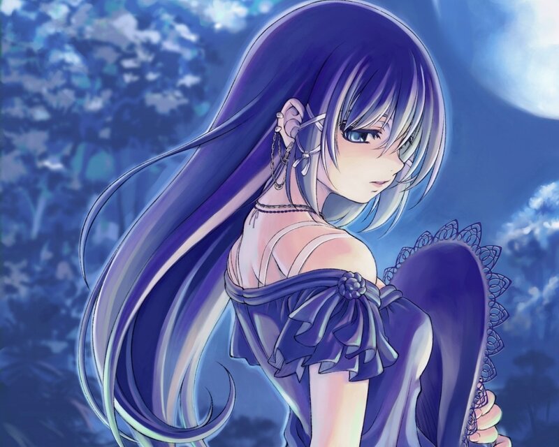 anime girl with purple hair