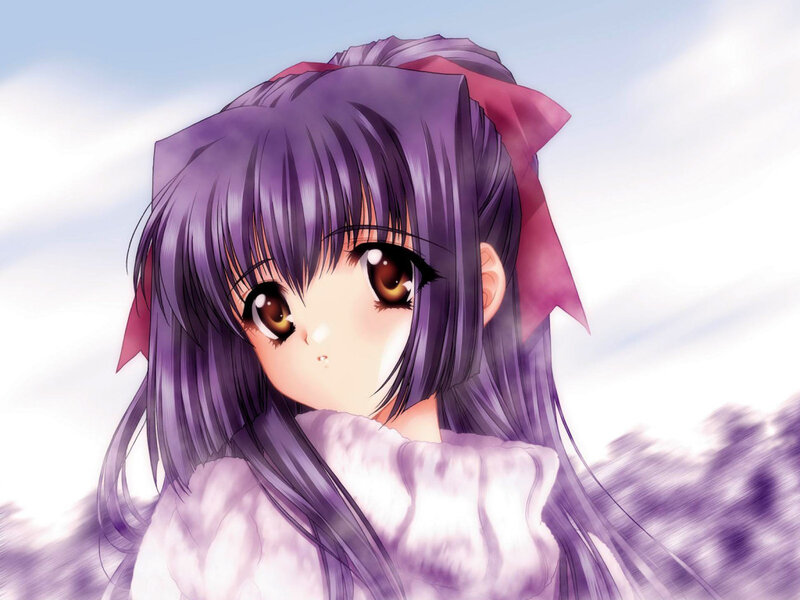 anime girl with purple hair