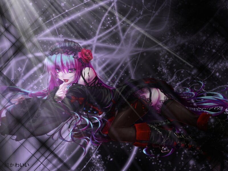 anime girl with purple hair