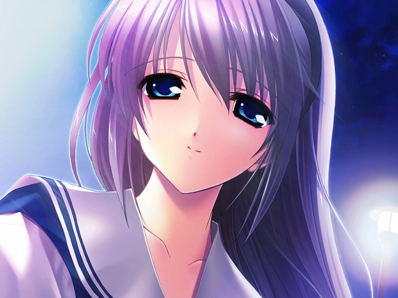 anime girl with purple hair