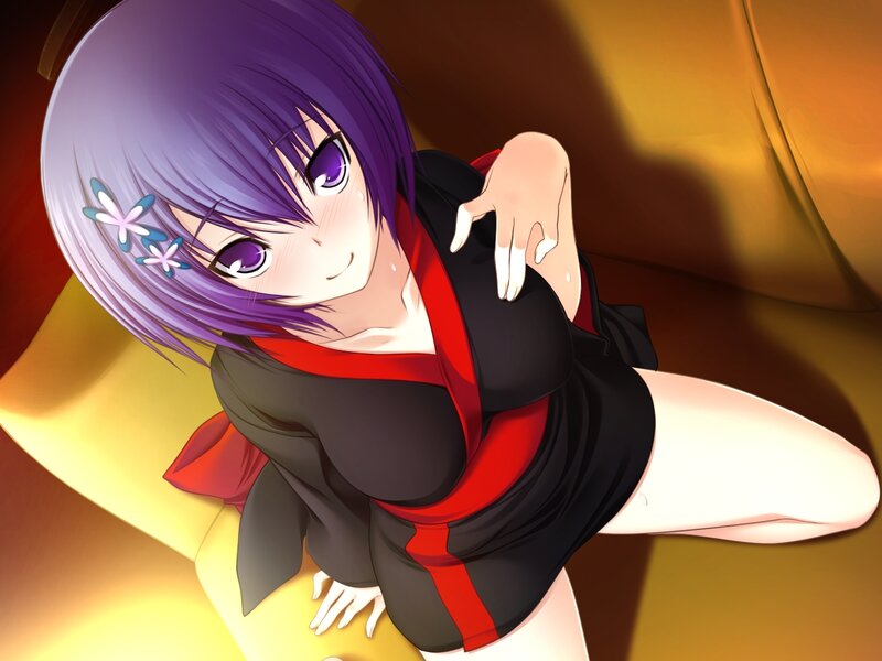 anime girl with purple hair