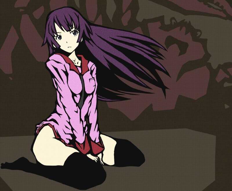 anime girl with purple hair