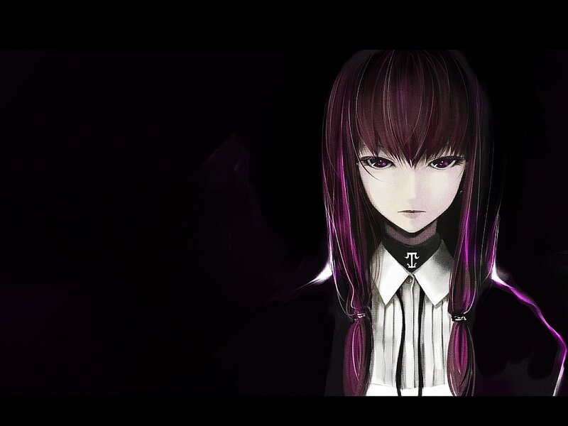 anime girl with purple hair
