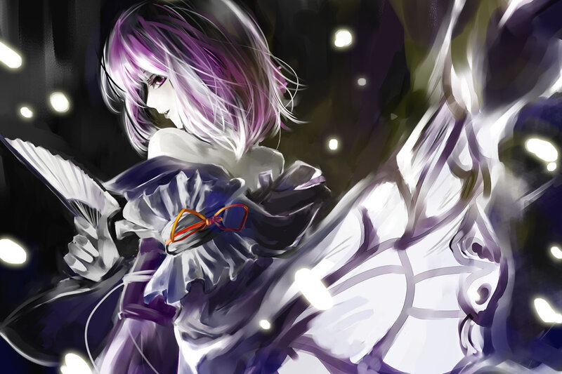 anime girl with purple hair
