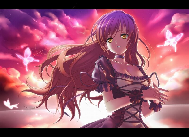 anime girl with purple hair