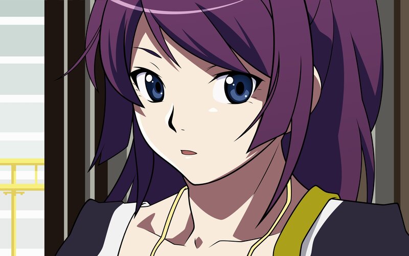anime girl with purple hair