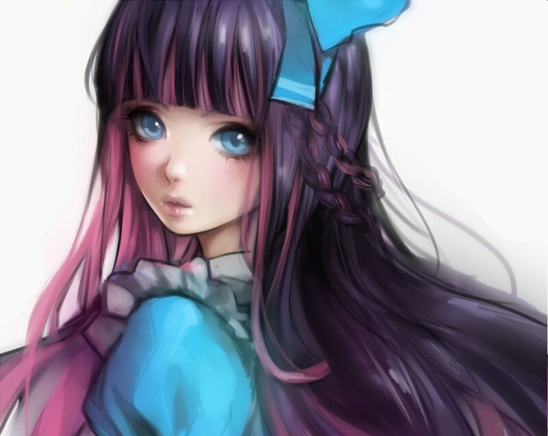 anime girl with purple hair