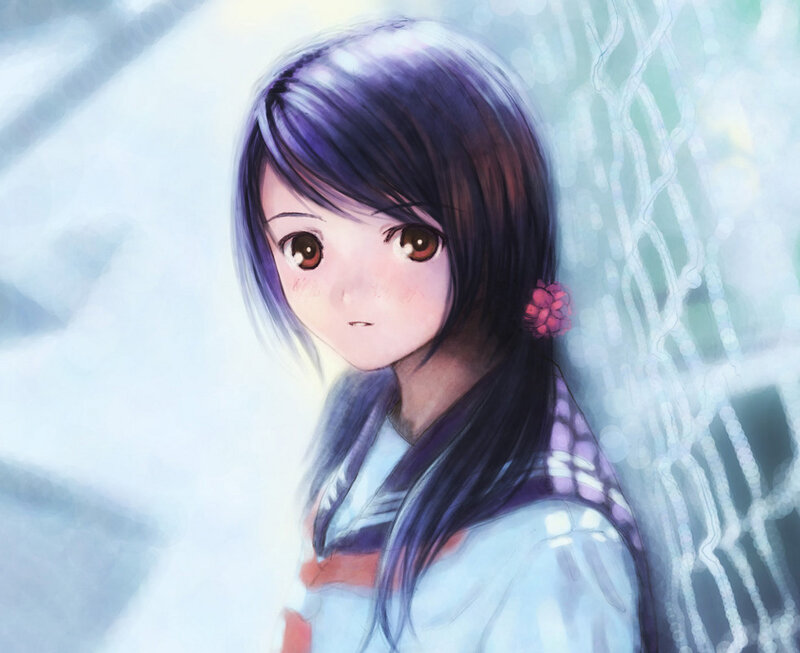 anime girl with purple hair