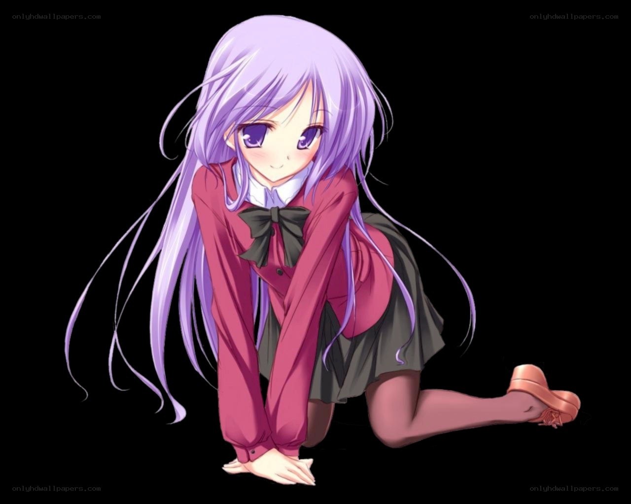 anime girl with purple hair
