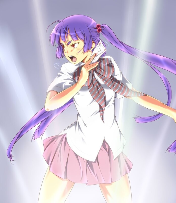 anime girl with purple hair