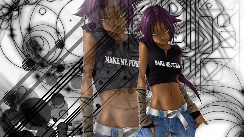 anime girl with purple hair