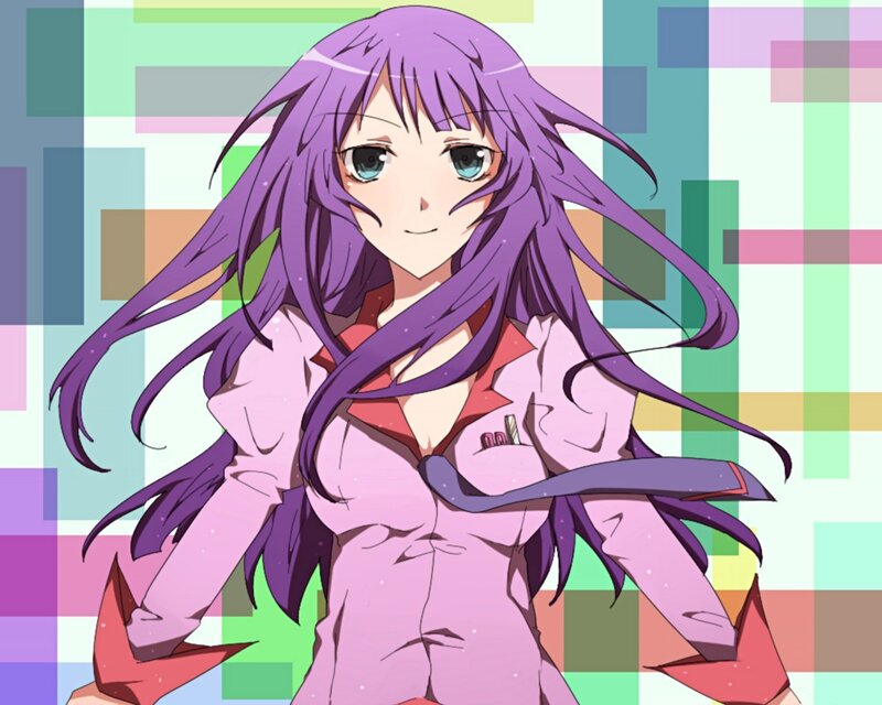 anime girl with purple hair
