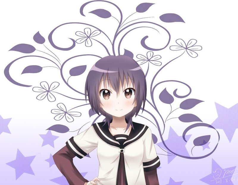 anime girl with purple hair
