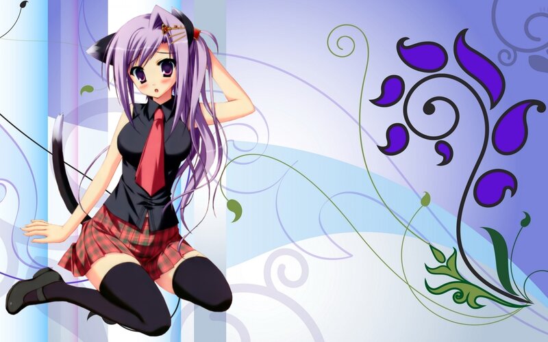anime girl with purple hair