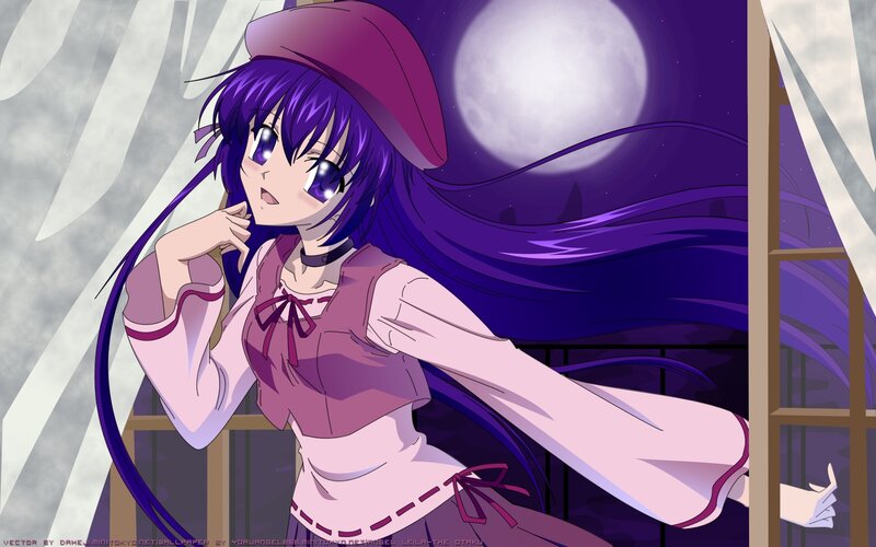 anime girl with purple hair