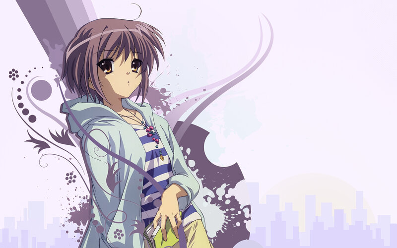 anime girl with purple hair