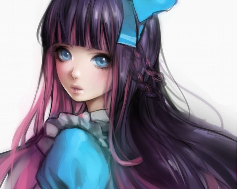 anime girl with purple hair