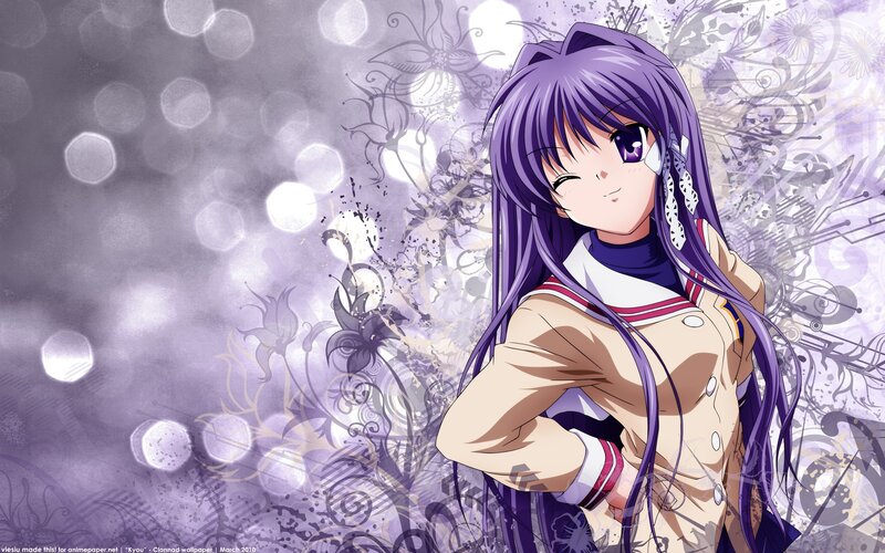 anime girl with purple hair