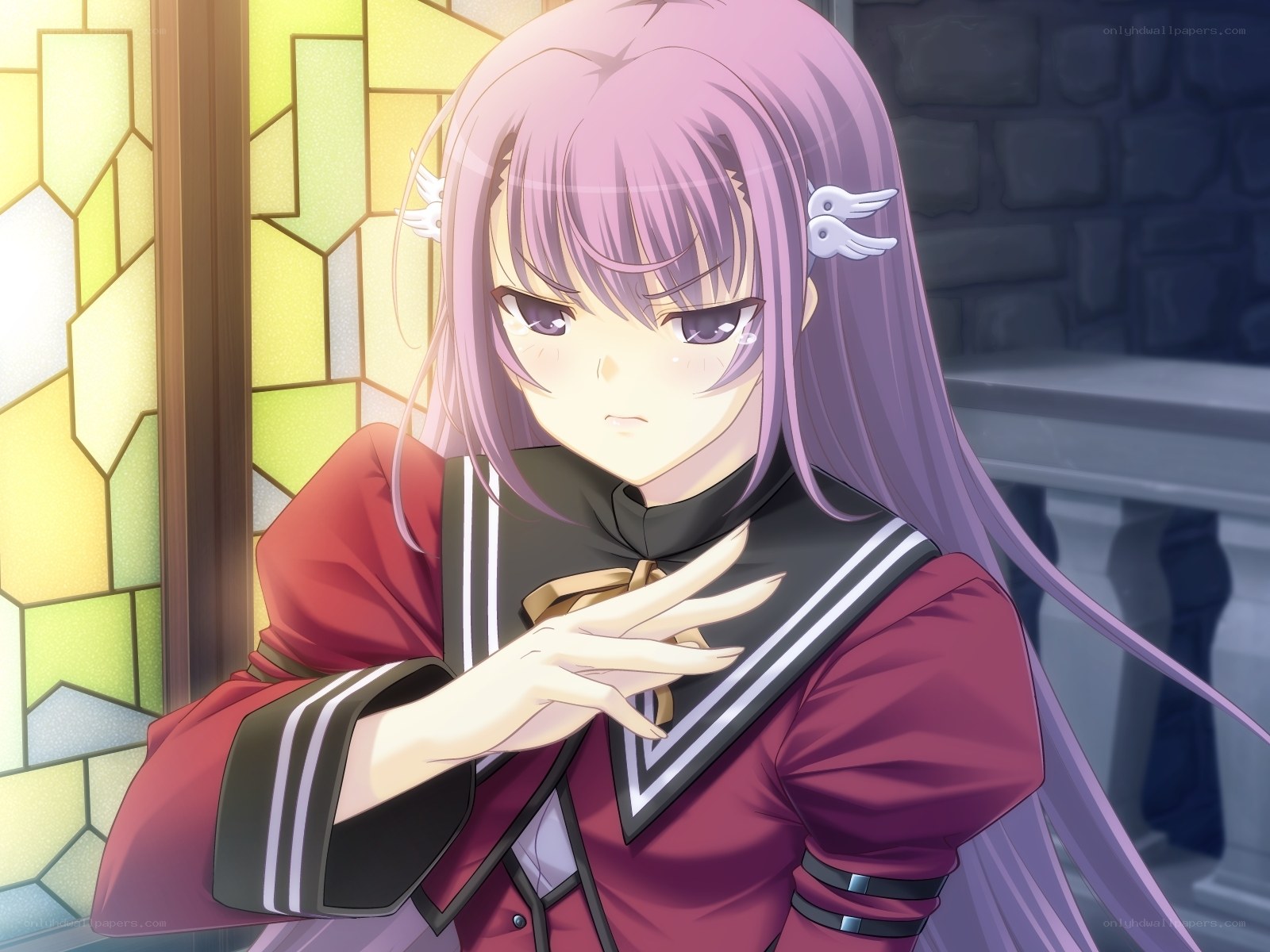 anime girl with purple hair
