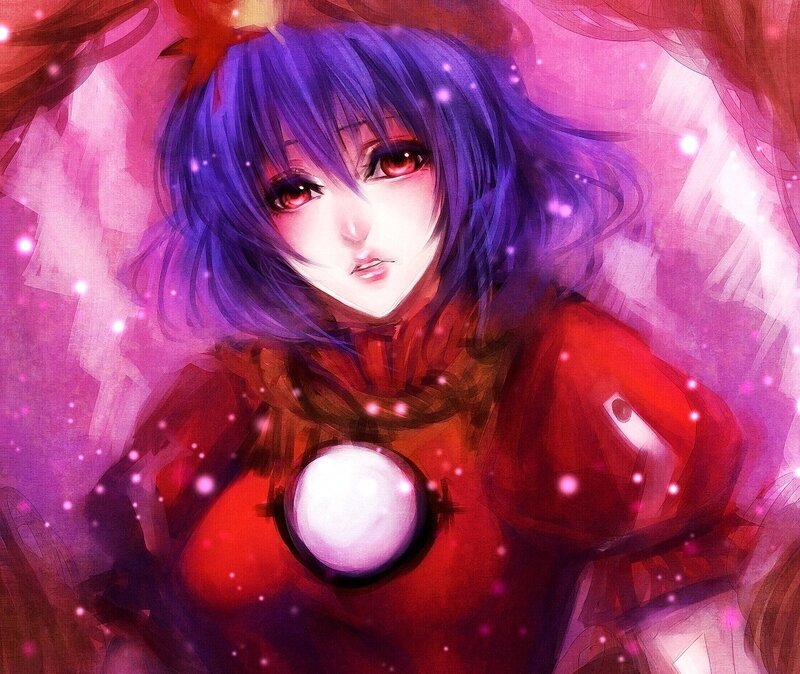 anime girl with purple hair