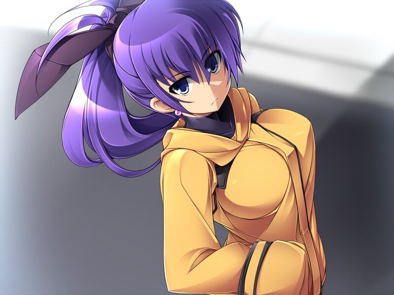 anime girl with purple hair