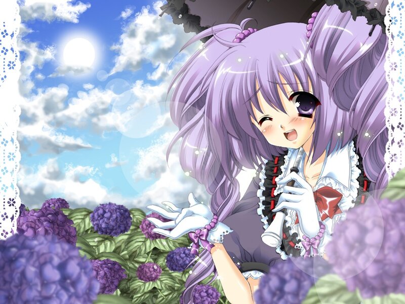 anime girl with purple hair