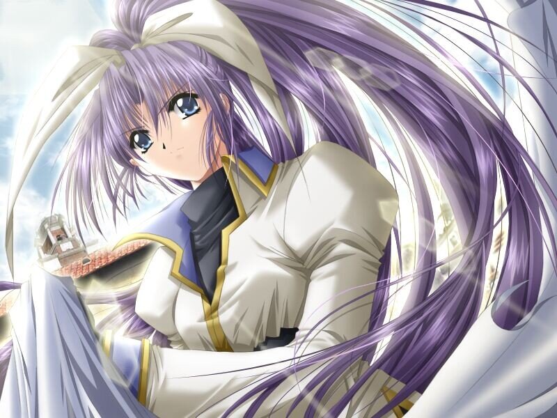 anime girl with purple hair